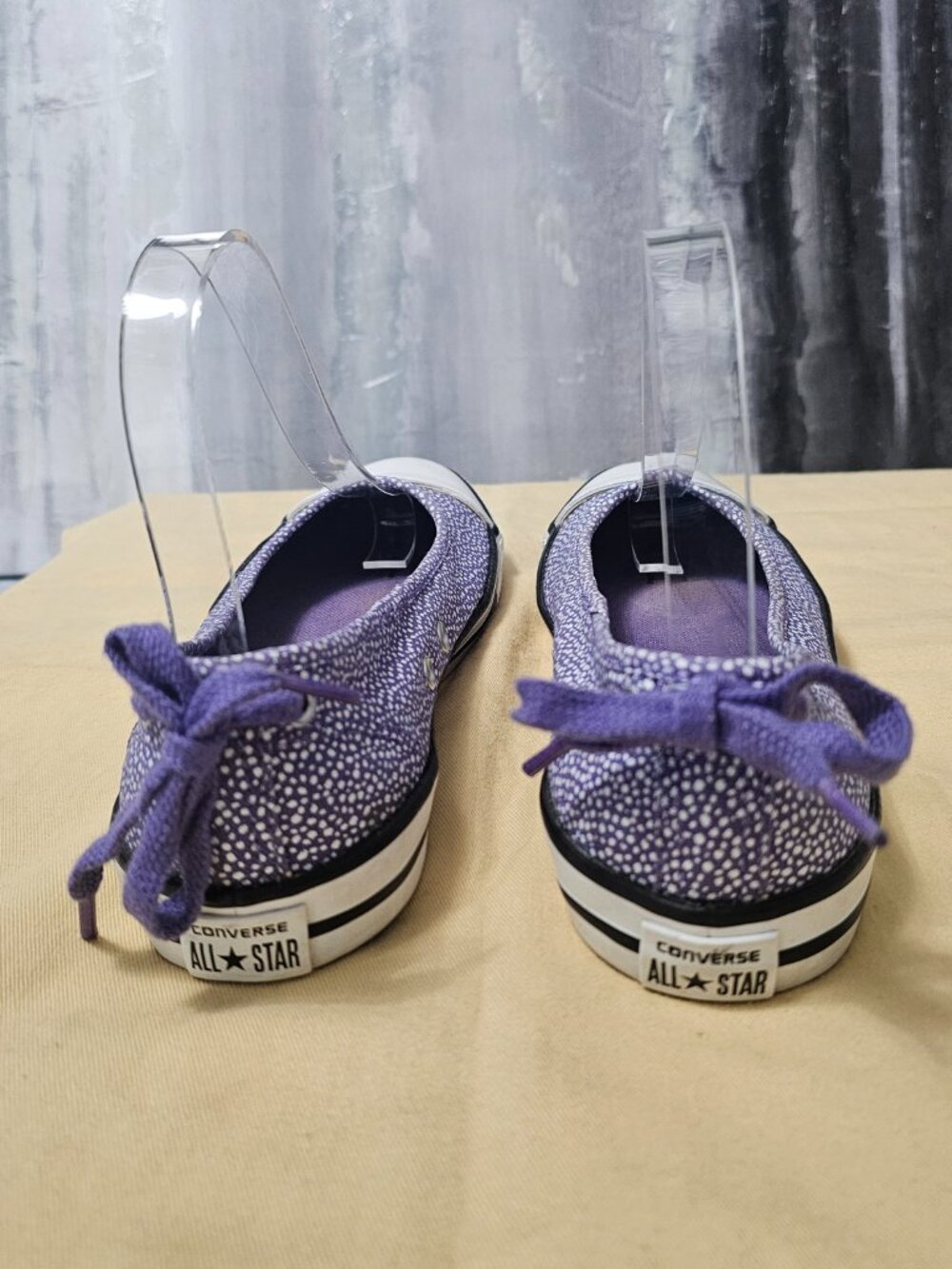 Converse All Star Purple White Polka Dots Ballet Slip-On Sneakers Women's Sz 6 - Picture 6 of 8